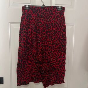 Zara brand Red Leopard skirt with ruffle